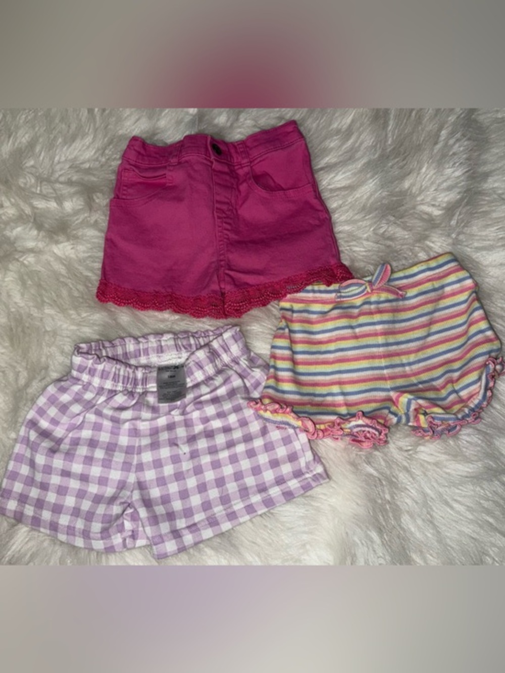 Garanimals Girls Shorts Trio - Pink, Purple, Multicolor Stripes